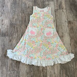 Floral Sleeveless Dress with Bunny Pockets by Cheeky Plum, size 7y